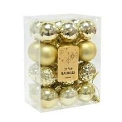FM 24Pk Baubles Balls Cha 40cm