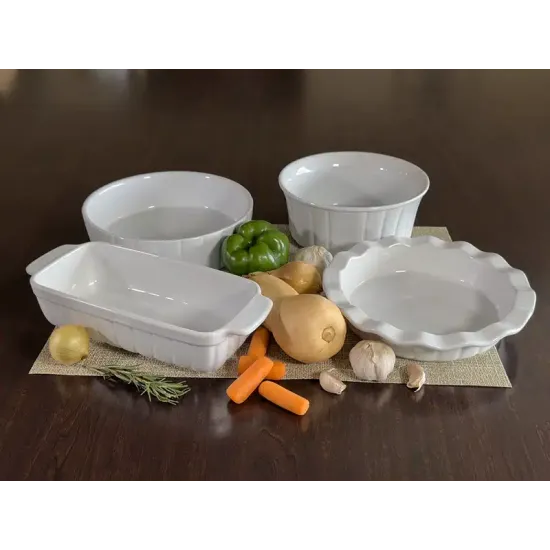 Gibson 4Pc Bakeware Set White