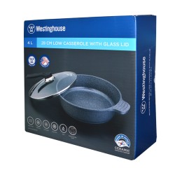 Westinghouse 28cm Casserole 4L Cast Aluminum Non Stick W/Glass Lid
