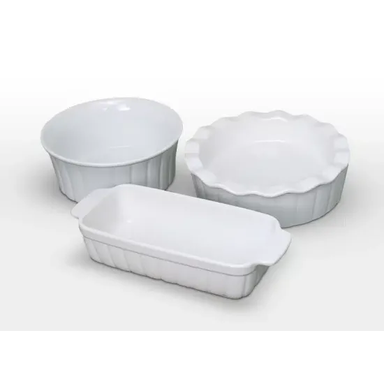 GIBSON GRACIOUS DINING 4PC BAKEWARE SET, WHITE