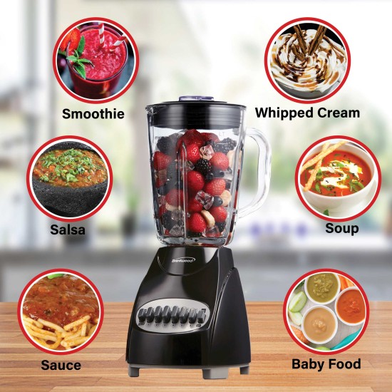 Brentwood 12S  Plus Glass Jar Blender 42oz Black -JB-920B